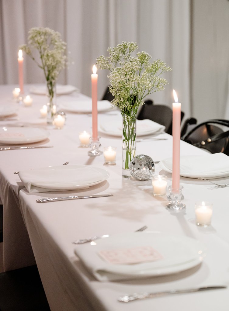 Birthday dinner party decor and tablescape